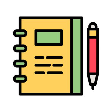 Not defteri, belge, kontrol listesi, kağıt simgesi vektör resmi. Telefon ve tablet olarak kullanılabilir. Mobil uygulamalar, web uygulamaları ve yazdırma ortamları için elverişli.