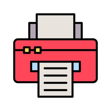 Ofis, yazıcı, baskı, ikon vektör resmi. İş ve ofis için de kullanılabilir. Web uygulamalarında, mobil uygulamalarda ve yazdırma ortamlarında kullanılabilir.