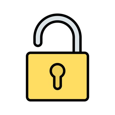 Simge vektör görüntüsünü aç, kilitle, kilitle. Ağ ve veri paylaşımı için de kullanılabilir. Web uygulamalarında, mobil uygulamalarda ve yazdırma ortamlarında kullanılabilir.