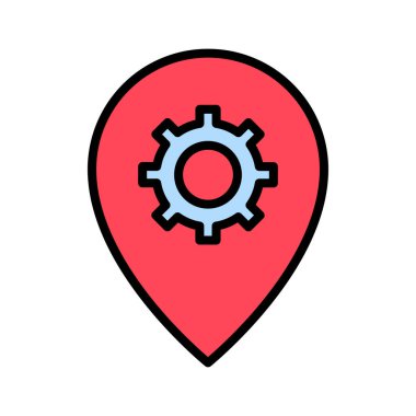 Seçenekler, iğne, ayar simgesi vektör görüntüsü. Harita ve Konum için de kullanılabilir. Web uygulamalarında, mobil uygulamalarda ve yazdırma ortamlarında kullanılabilir.