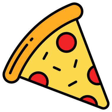 Pizza dilimi vektör görüntüsü. Yiyecek ve içecekler için de kullanılabilir. Web uygulamalarında, mobil uygulamalarda ve yazdırma ortamlarında kullanılabilir.