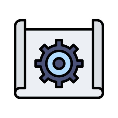 Planlama, uygulama, iş akışı ikon vektör görüntüsü. Siber güvenlik için de kullanılabilir. Web uygulamalarında, mobil uygulamalarda ve yazdırma ortamlarında kullanılabilir.