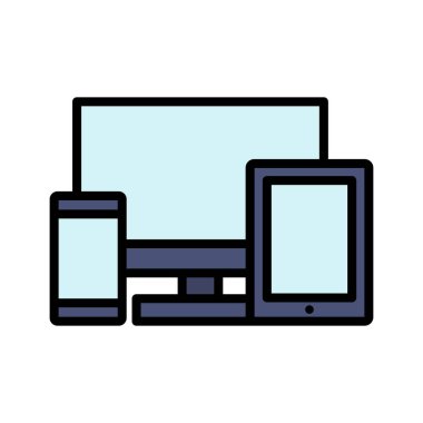 Tepkili, tasarım, aygıt simgesi vektör görüntüsü. Bilgi teknolojisi için de kullanılabilir. Web uygulamalarında, mobil uygulamalarda ve yazdırma ortamlarında kullanılabilir.