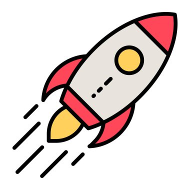 Roket, iş, başlangıç, hız ikonu vektör görüntüsü. İş ve ofis için de kullanılabilir. Web uygulamalarında, mobil uygulamalarda ve yazdırma ortamlarında kullanılabilir.