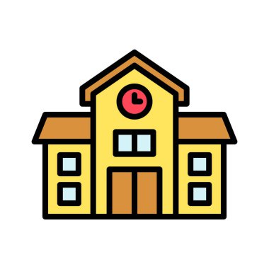 Okul, bina, eğitim ikonu vektör imajı. Eğitim için de kullanılabilir. Web uygulamalarında, mobil uygulamalarda ve yazdırma ortamlarında kullanılabilir.