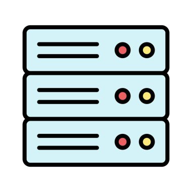 Sunucu, veritabanı, depolama simgesi vektör görüntüsü. Ağ ve veri paylaşımı için de kullanılabilir. Web uygulamalarında, mobil uygulamalarda ve yazdırma ortamlarında kullanılabilir.