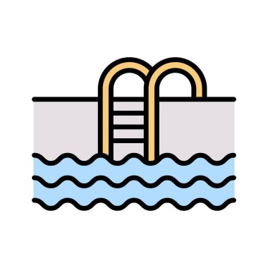 Yüzme, havuz, ikon vektör görüntüsü. Yaz & Tatilleri için kullanılabilir. Mobil uygulamalar, web uygulamaları ve yazdırma ortamları için elverişli.