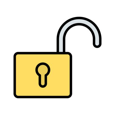 Kilidi aç, kilitle, güvensiz ikon vektör görüntüsü. Ağ ve veri paylaşımı için de kullanılabilir. Web uygulamalarında, mobil uygulamalarda ve yazdırma ortamlarında kullanılabilir.