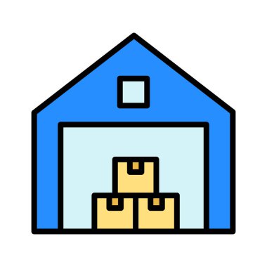 Depo, kasalar, depolama ikonu vektör görüntüsü. Teslimat ve lojistik için de kullanılabilir. Web uygulamalarında, mobil uygulamalarda ve yazdırma ortamlarında kullanılabilir.