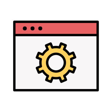 Web, ayarlar, tarayıcı simgesi vektör resmi. Seo & web için de kullanılabilir. Web uygulamalarında, mobil uygulamalarda ve yazdırma ortamlarında kullanılabilir.