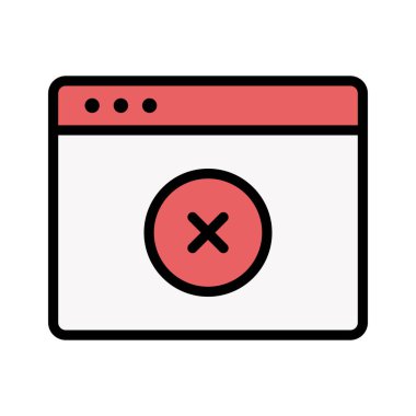 Web sayfası, tarayıcı, kapat, simge vektör resmini iptal et. Web sayfaları için de kullanılabilir. Web uygulamalarında, mobil uygulamalarda ve yazdırma ortamlarında kullanılabilir.