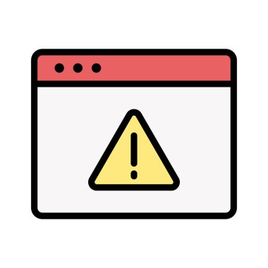 Web sayfası, tehlike, uyarı simgesi vektör görüntüsü. Web sayfaları için de kullanılabilir. Web uygulamalarında, mobil uygulamalarda ve yazdırma ortamlarında kullanılabilir.