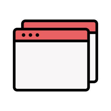 Web sayfası, kopya, tarayıcı simgesi vektör resmi. Web sayfaları için de kullanılabilir. Web uygulamalarında, mobil uygulamalarda ve yazdırma ortamlarında kullanılabilir.