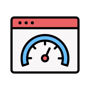 Web sayfası, gösterge paneli, hız simgesi vektör görüntüsü. Web sayfaları için de kullanılabilir. Web uygulamalarında, mobil uygulamalarda ve yazdırma ortamlarında kullanılabilir.