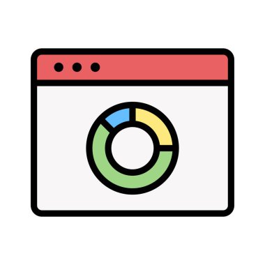 Web sayfası, grafik, pasta grafiği ikon vektör resmi. Web sayfaları için de kullanılabilir. Web uygulamalarında, mobil uygulamalarda ve yazdırma ortamlarında kullanılabilir.