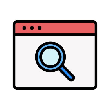 Webpage, search, find icon vector image. Can also be used for Webpages. Suitable for use on web apps, mobile apps and print media.