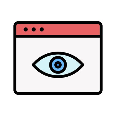 Web sayfası, görüş, görüntü simgesi vektör resmi. Web sayfaları için de kullanılabilir. Web uygulamalarında, mobil uygulamalarda ve yazdırma ortamlarında kullanılabilir.