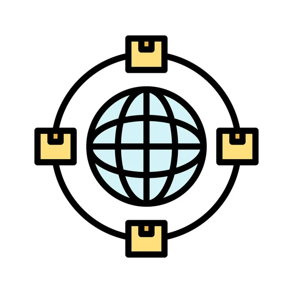 International Paket Versand Weltweites Symbolvektorbild Kann Auch Für Lieferung Und — Stockvektor