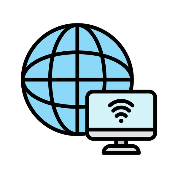 Internet Connectivité Globe Image Vectorielle Icône Wifi Peut Également Être — Image vectorielle