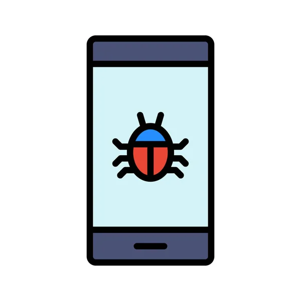 Mobile Virus Hacked Bug Icon Vector Image Can Also Used — Stock Vector