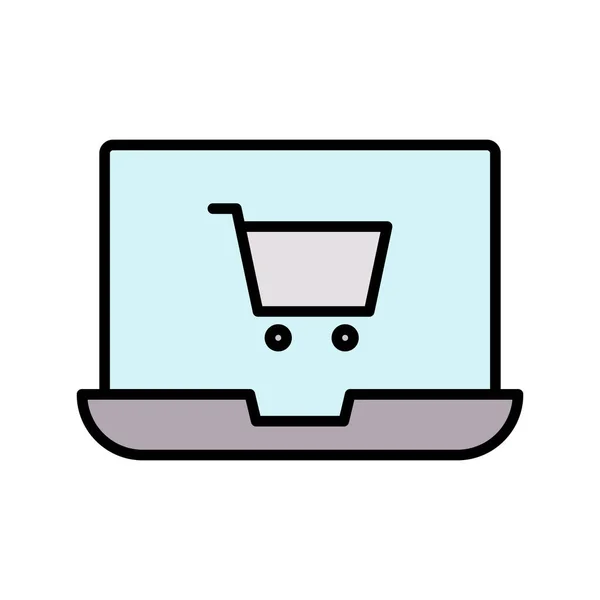 Online Shopping Laptop Ecommerce Cart Icon Vector Image Can Also — Stock Vector