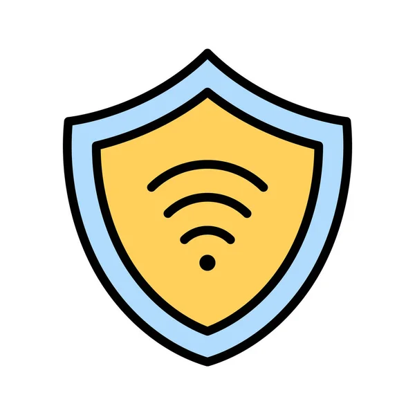 Wifi Protection Sécurité Icône Bouclier Image Vectorielle Peut Également Être — Image vectorielle