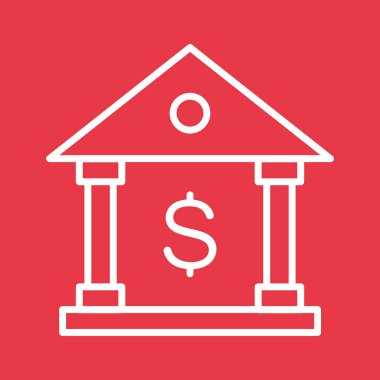 Banka, bankacılık, finans ikonu vektör görüntüsü. İş ve ofis için de kullanılabilir. Web uygulamalarında, mobil uygulamalarda ve yazdırma ortamlarında kullanılabilir.