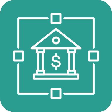 Banka, bankacılık, ağ simgesi vektör görüntüsü. İş ve ofis için de kullanılabilir. Web uygulamalarında, mobil uygulamalarda ve yazdırma ortamlarında kullanılabilir.