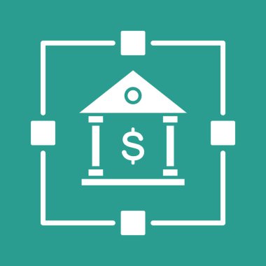 Banka, bankacılık, ağ simgesi vektör görüntüsü. İş ve ofis için de kullanılabilir. Web uygulamalarında, mobil uygulamalarda ve yazdırma ortamlarında kullanılabilir.