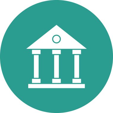 Banka, bina, finans, para ikonu vektör imajı. Bankacılık ve finans için de kullanılabilir. Web uygulamalarında, mobil uygulamalarda ve yazdırma ortamlarında kullanılabilir.