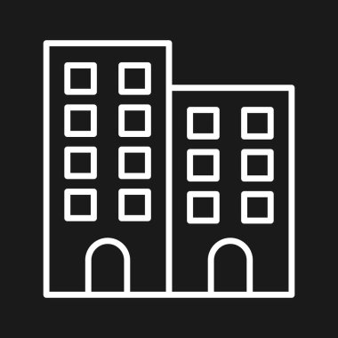 Bina, iş yeri, ofis ikonu vektör görüntüsü. İş ve ofis için de kullanılabilir. Web uygulamalarında, mobil uygulamalarda ve yazdırma ortamlarında kullanılabilir.