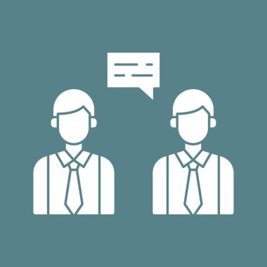 İş sohbeti, toplantı, iş konuşma ikonu vektör imajı. İş ve ofis için de kullanılabilir. Web uygulamalarında, mobil uygulamalarda ve yazdırma ortamlarında kullanılabilir.