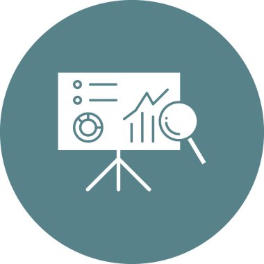 İş, analiz, sunum simgesi vektör görüntüsü. İş ve ofis için de kullanılabilir. Web uygulamalarında, mobil uygulamalarda ve yazdırma ortamlarında kullanılabilir.