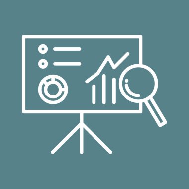 İş, analiz, sunum simgesi vektör görüntüsü. İş ve ofis için de kullanılabilir. Web uygulamalarında, mobil uygulamalarda ve yazdırma ortamlarında kullanılabilir.