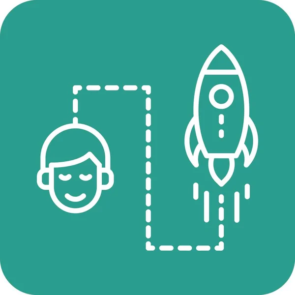 Business Startup Plan Idee Snelheid Raket Het Denken Pictogram Vectorbeeld — Stockvector