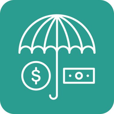 İş için. Şemsiye, para, ikon vektör görüntüsünü kaydet. İş ve ofis için de kullanılabilir. Web uygulamalarında, mobil uygulamalarda ve yazdırma ortamlarında kullanılabilir.