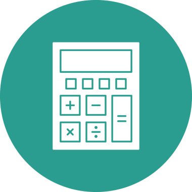 Hesap makinesi, hesaplama, matematik ikonu vektör görüntüsü. Bankacılık ve finans için de kullanılabilir. Web uygulamalarında, mobil uygulamalarda ve yazdırma ortamlarında kullanılabilir.