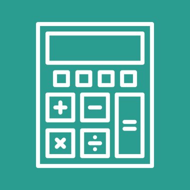 Hesap makinesi, hesaplama, matematik ikonu vektör görüntüsü. Bankacılık ve finans için de kullanılabilir. Web uygulamalarında, mobil uygulamalarda ve yazdırma ortamlarında kullanılabilir.