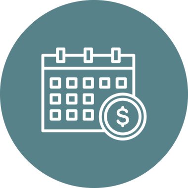 Takvim, dolar, para, organizasyon, program, olay simgesi vektör resmi. Bankacılık ve finans için de kullanılabilir. Web uygulamalarında, mobil uygulamalarda ve yazdırma ortamlarında kullanılabilir.