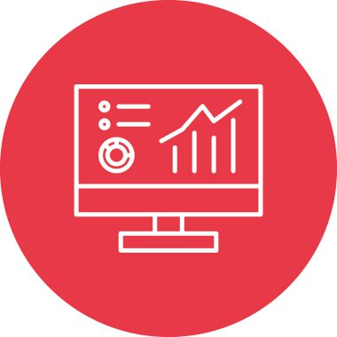 İzleme, rapor, satış, ekran, istatistik ikonu vektör görüntüsü. İş ve ofis için de kullanılabilir. Web uygulamalarında, mobil uygulamalarda ve yazdırma ortamlarında kullanılabilir.