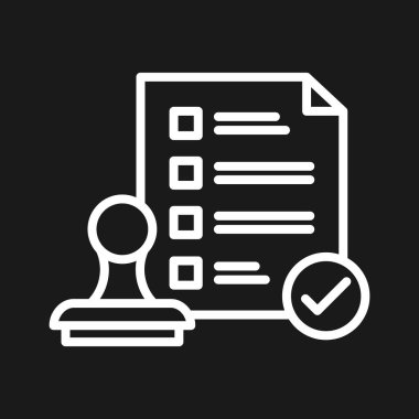 Onayla, damgala, onayla, dosya, kağıt simgesi vektör resmi. Bankacılık ve finans için de kullanılabilir. Web uygulamalarında, mobil uygulamalarda ve yazdırma ortamlarında kullanılabilir.