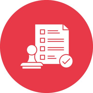 Onayla, damgala, onayla, dosya, kağıt simgesi vektör resmi. Bankacılık ve finans için de kullanılabilir. Web uygulamalarında, mobil uygulamalarda ve yazdırma ortamlarında kullanılabilir.