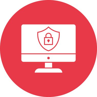 Veri, kilitlendi, koruma, ekran, kalkan simgesi vektör görüntüsü. Bankacılık ve finans için de kullanılabilir. Web uygulamalarında, mobil uygulamalarda ve yazdırma ortamlarında kullanılabilir.