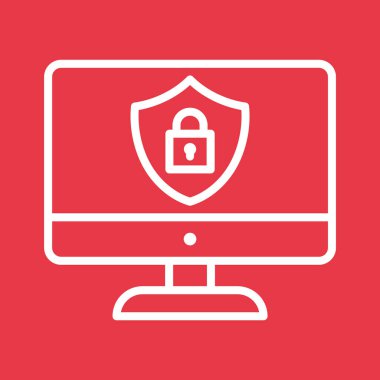 Veri, kilitlendi, koruma, ekran, kalkan simgesi vektör görüntüsü. Bankacılık ve finans için de kullanılabilir. Web uygulamalarında, mobil uygulamalarda ve yazdırma ortamlarında kullanılabilir.