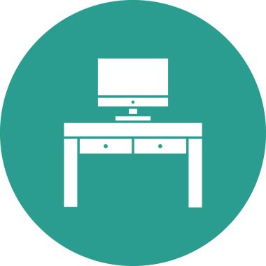 Masa simgesi vektör resmi. İş ve ofis için de kullanılabilir. Web uygulamalarında, mobil uygulamalarda ve yazdırma ortamlarında kullanılabilir.