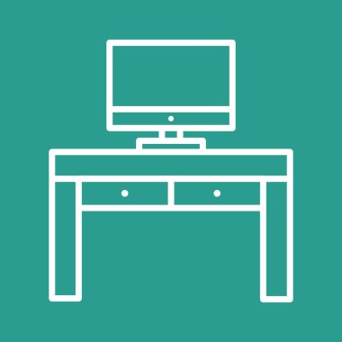 Masa simgesi vektör resmi. İş ve ofis için de kullanılabilir. Web uygulamalarında, mobil uygulamalarda ve yazdırma ortamlarında kullanılabilir.