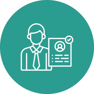 Çalışan, onaylı, işe alınmış, ikon vektör görüntüsü alınıyor. İş ve ofis için de kullanılabilir. Web uygulamalarında, mobil uygulamalarda ve yazdırma ortamlarında kullanılabilir.