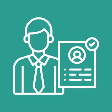 Çalışan, onaylı, işe alınmış, ikon vektör görüntüsü alınıyor. İş ve ofis için de kullanılabilir. Web uygulamalarında, mobil uygulamalarda ve yazdırma ortamlarında kullanılabilir.