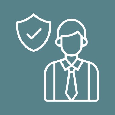 Çalışan, iş adamı, sigorta, koruma ikonu vektör görüntüsü. İş ve ofis için de kullanılabilir. Web uygulamalarında, mobil uygulamalarda ve yazdırma ortamlarında kullanılabilir.