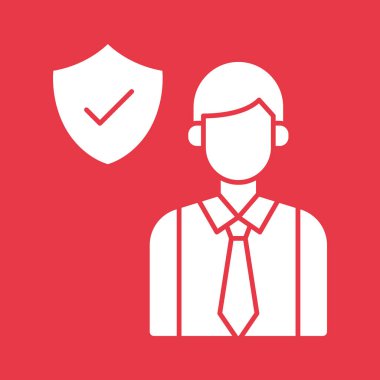 Çalışan, iş adamı, sigorta, koruma ikonu vektör görüntüsü. İş ve ofis için de kullanılabilir. Web uygulamalarında, mobil uygulamalarda ve yazdırma ortamlarında kullanılabilir.